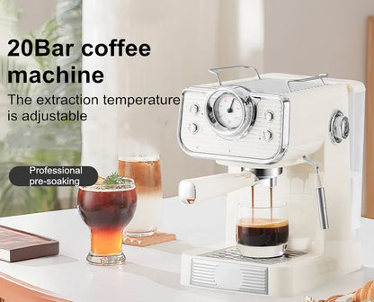 Italian Semi-Automatic Coffee Machine Household Small 20Bar High Pressure Extraction Manual Steam Milk Foam Fast Heating