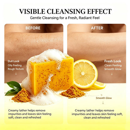 Amococo Turmeric Kojic Acid Soap 100g Deep Cleansing Bar Soap for Face and Hands Natural Skin Care Body Cleanser Daily Bath Soap