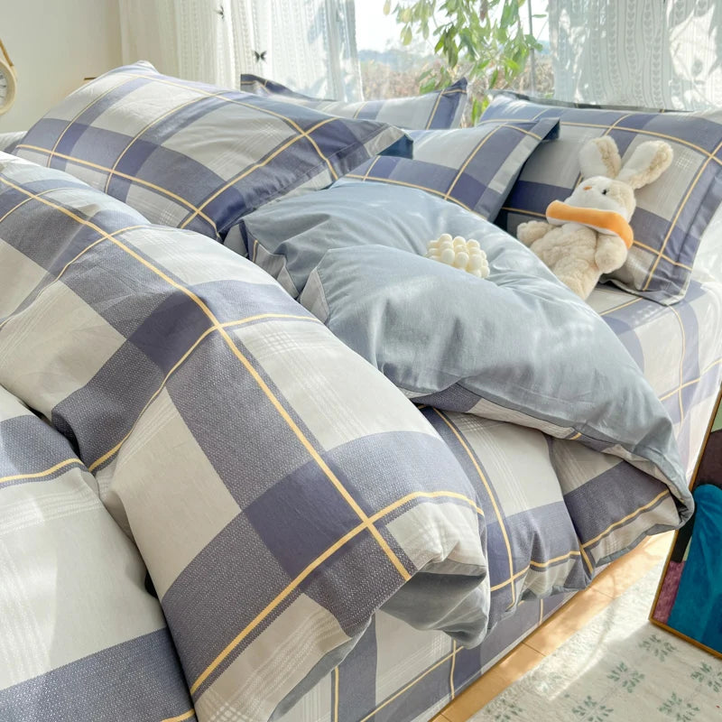100 % Cotton Duvet Cover Set Bedding Set Striped Cute Dog Design Duvet Cover Pillowsham Comfort Breathable Fade Resistant
