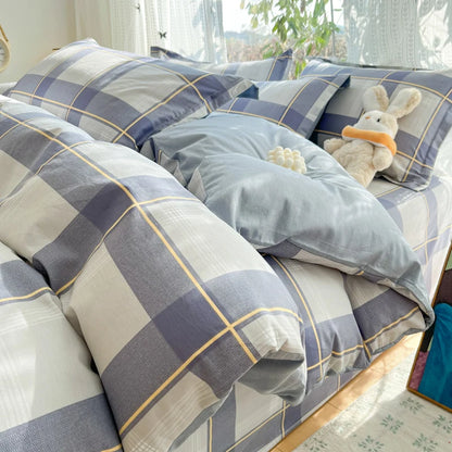 100 % Cotton Duvet Cover Set Bedding Set Striped Cute Dog Design Duvet Cover Pillowsham Comfort Breathable Fade Resistant