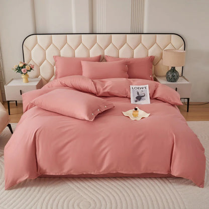 New 100% Cotton High-quality Solid-color Quilt Cover and Two Pillowcases Set Soft Skin-friendly and Breathable