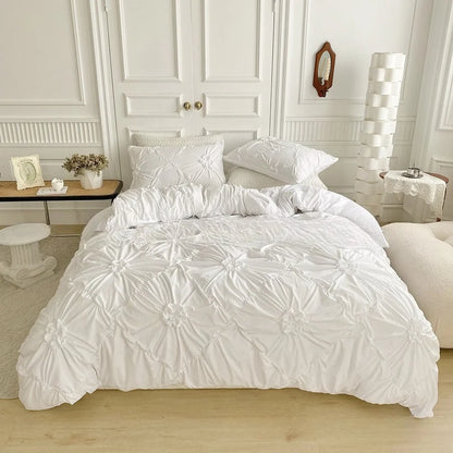 Bohemian Wrinkled Flower Double Queen Comforter Cover Set All Season Bedding Set with Quilt Cover and Pillowcase Duvet Cover Set
