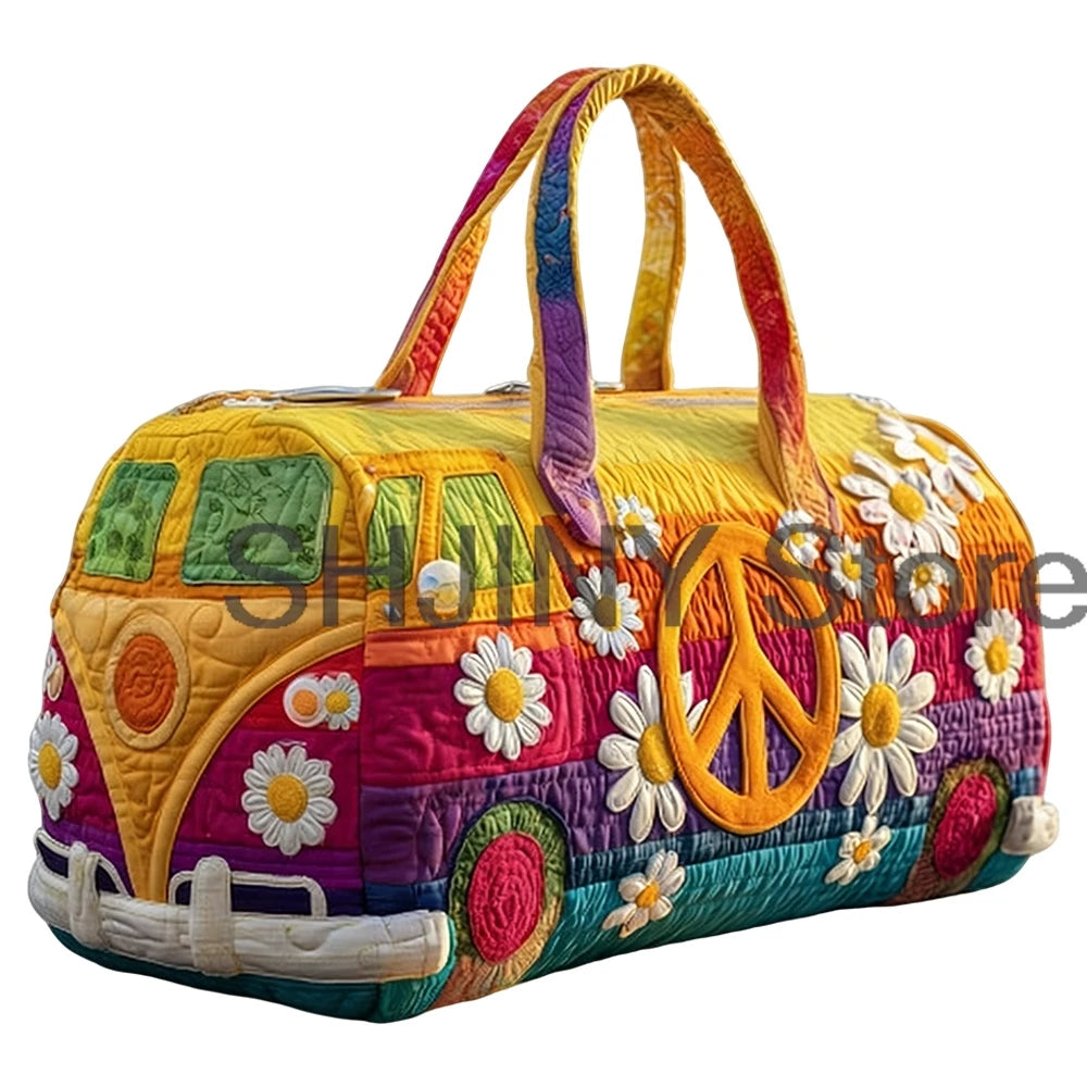 Men's 2026 Camping Trailer Quilted Duffle Bag Unisex Casual Daypack Women Weekender Travel Handbag