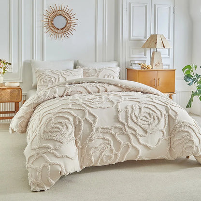 High-quality 3D Flower Tufted Queen Duvet Cover Set Single Double Bed Durble Bedding Set King Size Quilt Cover and Pillowcases