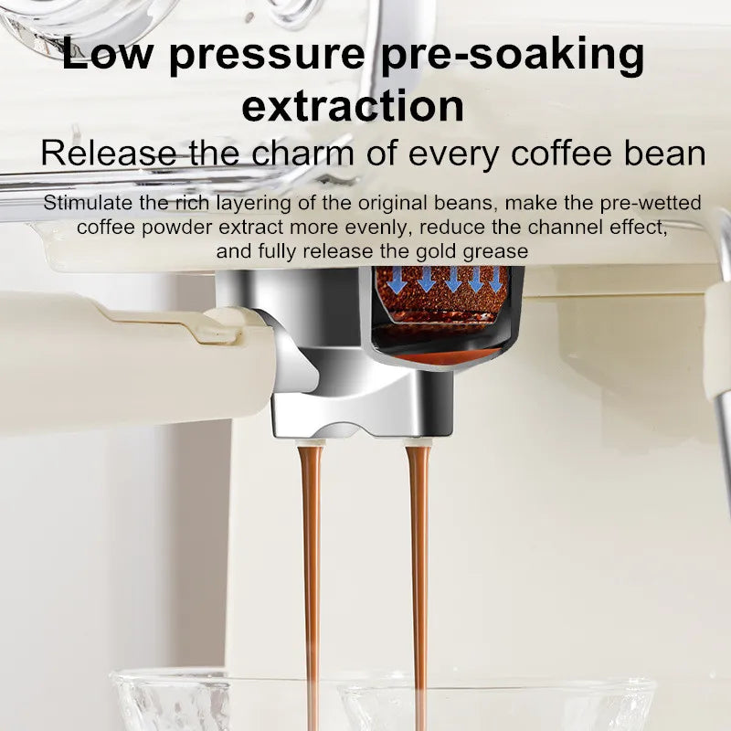 Italian Semi-Automatic Coffee Machine Household Small 20Bar High Pressure Extraction Manual Steam Milk Foam Fast Heating