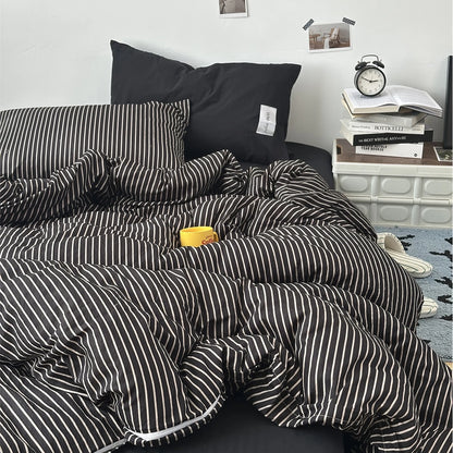 Stripe Bedding Comforter Set with Pillowcase bed sheet Single Full Size Bed Linen Duvet Cover Set Queen/King Double Single Bed