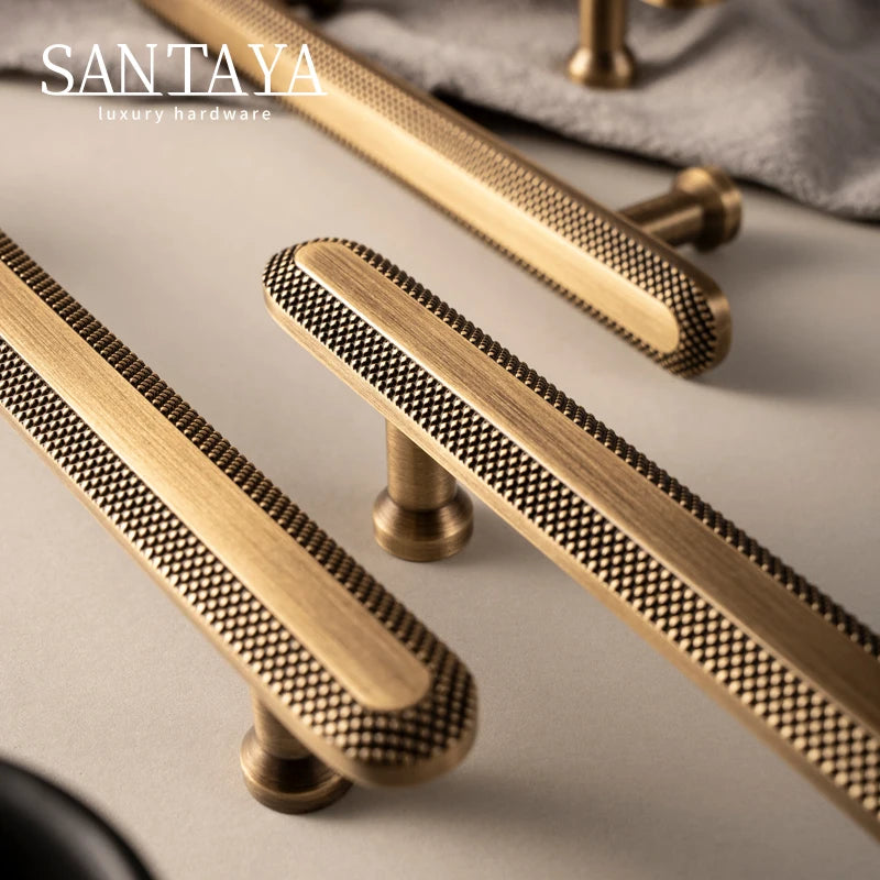 Santaya Knurled Grid Antique Brass Kitchen Cabinet Handle Bronze Pulls Kitchen Cabinets T Bar Pull Hardware Cupboard Drawer Knob