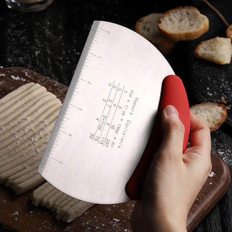 Dough Scraper Stainless Steel Pastry Dough Cutter Semicircular Bench Scraper Cake Bread Pizza Dough Cutter Chopper Baking Tools