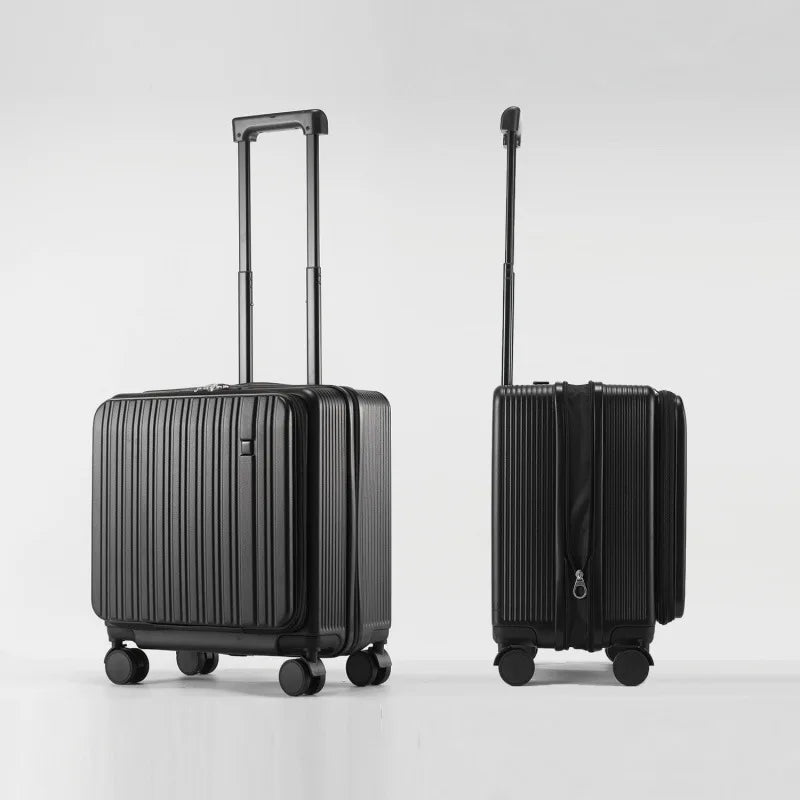 18 Inch Expandable Carry On Luggage Lightweight Front Opening Suitcase Password Lock USB Type C Cup Holder Spinner Wheels Travel