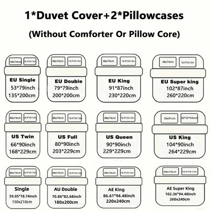 3pcs Stripe print Duvet Cover Set (1*Duvet Cover + 2*Pillowcase, Without Core),soft fabricBedding Set
