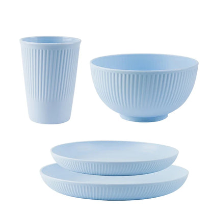 4Pcs Wheat Straw Tableware Set Plate Dish Bowl Cup Unbreakable Kitchen Eco Friendly Dishes Eating Dinnerware Camping