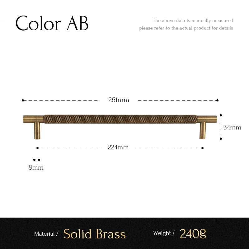 Santaya Brass Diamond-cut Cross Knurl Pattern Antique Kitchen Cabinet Handles Wardrobe Pull T-bar Knobs