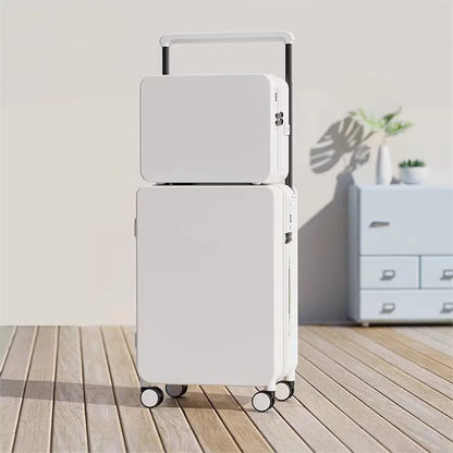 Luggage Set with USB & Cup Holder TSA Lock 360° Wheels Side-standing Foot Hook PC+ABS Suitcase Foldable Travel Case