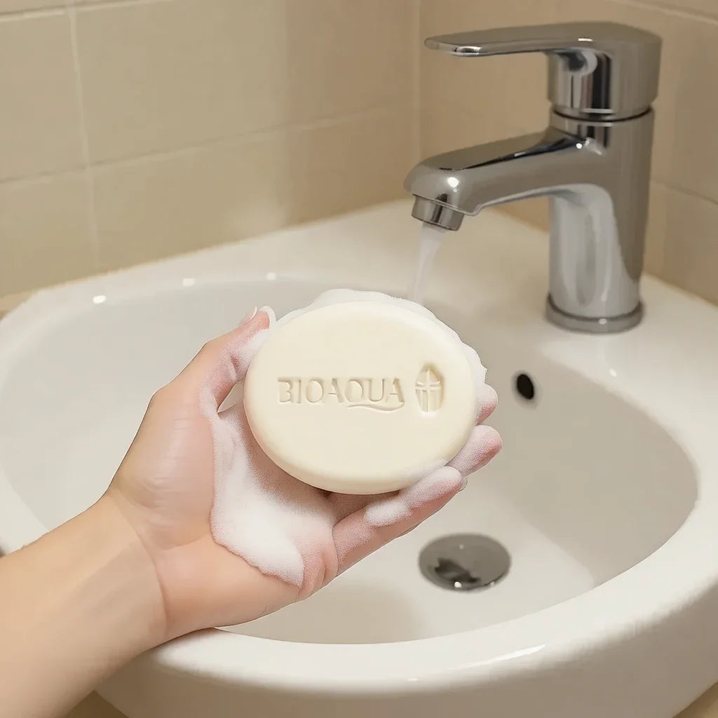 1/2/3PCS Rice Puree Soap, Gentle Cleansing Bath Soap, Unisex Full-Body Cleansing Soap, Dense Foam For Daily Facial Cleansing And Bathing, Household Portable Multifunctional Cleaning Soap, 100G Daily Household Hand Wash Soap