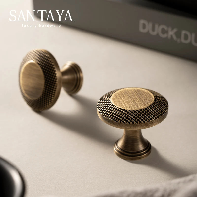 Santaya Knurled Grid Antique Brass Kitchen Cabinet Handle Bronze Pulls Kitchen Cabinets T Bar Pull Hardware Cupboard Drawer Knob