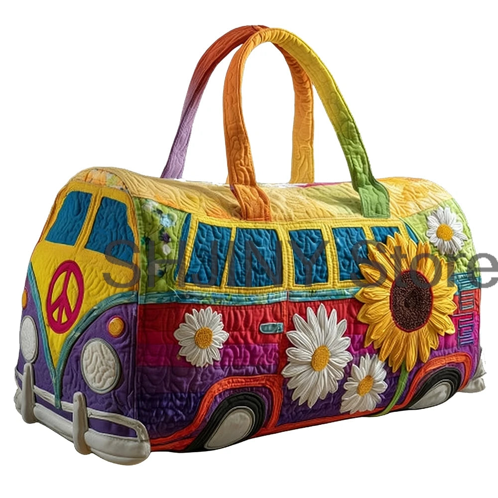 Men's 2026 Camping Trailer Quilted Duffle Bag Unisex Casual Daypack Women Weekender Travel Handbag