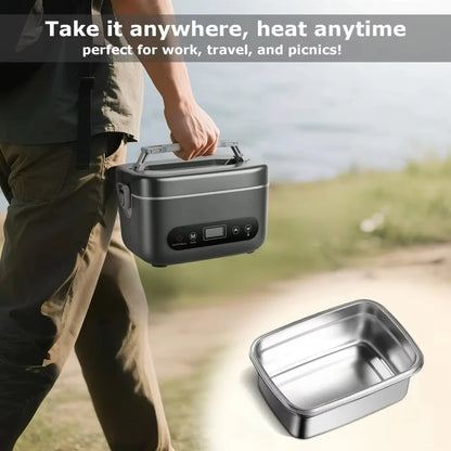 100W Wireless Electric Lunch Box 12000mAh Rechargeable Portable Food Heater Smart Bento Box with Timer for Office Adults Gift