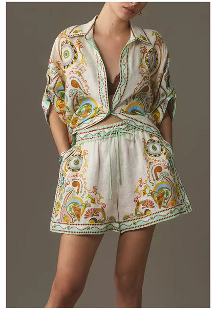 Printed Half Sleeve Shirt and Shorts Set