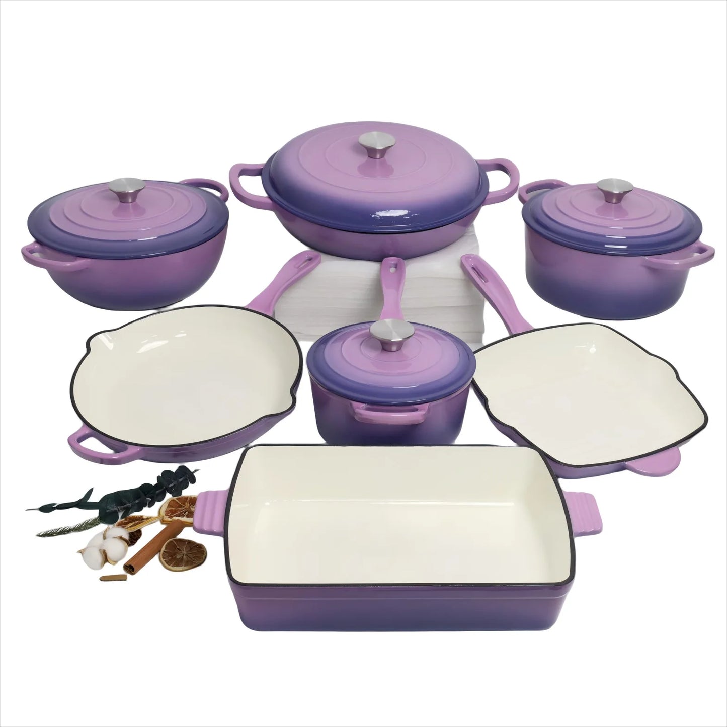 Multicolor Enamel Cooking Pot Casserole Set Cast Iron Cookware Set Induction Dutch Oven Casserole