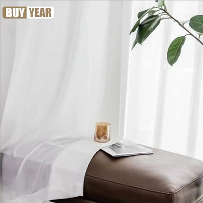 High Quality Solid White Tulle Curtains for Living Room Cream Decoration Beige Window Sheer Voile Modern Bedroom Chiffon Decor