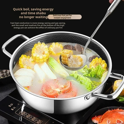 410 Stainless Steel Soup Pot Wok Frying Pan Honeycomb Non-stick Pan with Lid Home Hot Pan Induction Cooker Gas Stove Universal