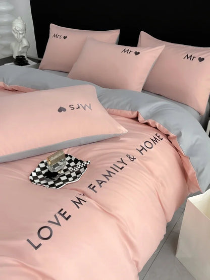 Nordic Luxury Egyptian Cotton Duvet Cover Bedding Set with fitted Sheet and Pillowcases