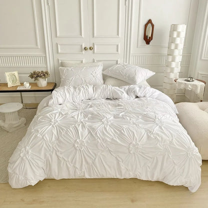 Bohemian Wrinkled Flower Double Queen Comforter Cover Set All Season Bedding Set with Quilt Cover and Pillowcase Duvet Cover Set