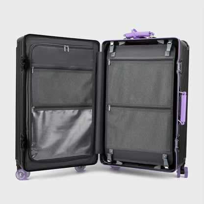 BunnyFly Wide Handlebar Travel Trolley Suitcase with Colorful Silent Wheels TSA Lock Rolling Luggage Large Capacity PC Material