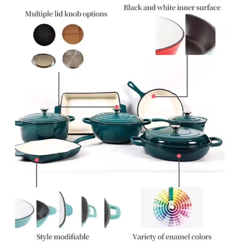 Multicolor Enamel Cooking Pot Casserole Set Cast Iron Cookware Set Induction Dutch Oven Casserole