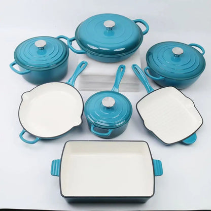 Multicolor Enamel Cooking Pot Casserole Set Cast Iron Cookware Set Induction Dutch Oven Casserole