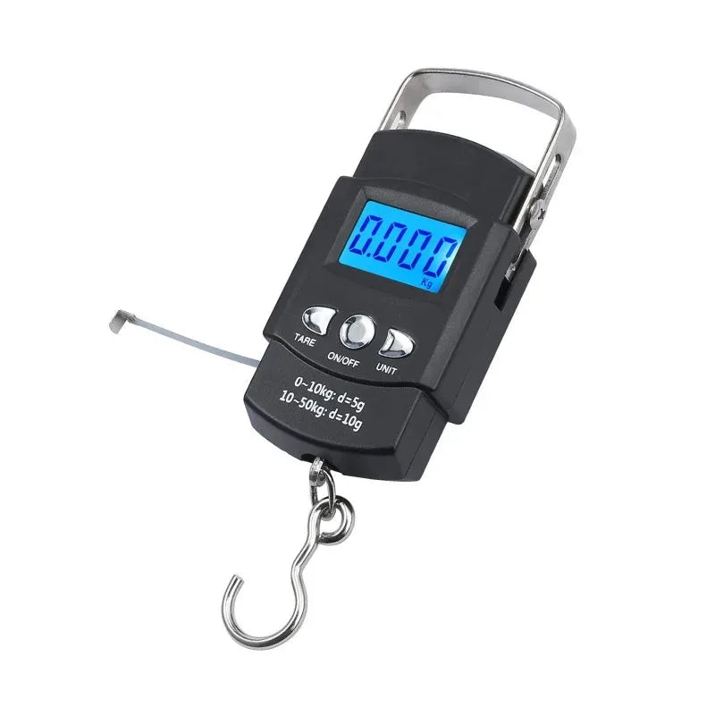 Portable Electronic Scale 50kg 10g LCD Handheld with 100cm Tape Measure for Travel Fishing Baggage Suitcase