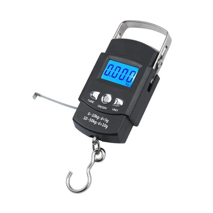 Portable Electronic Scale 50kg 10g LCD Handheld with 100cm Tape Measure for Travel Fishing Baggage Suitcase