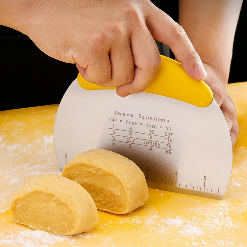 Dough Scraper Stainless Steel Pastry Dough Cutter Semicircular Bench Scraper Cake Bread Pizza Dough Cutter Chopper Baking Tools