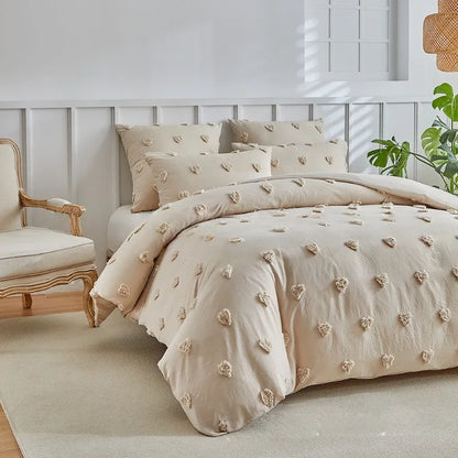 Heart Shape Fluffy Duvet Cover Set All Seasons Bedding Set with Quilt Cover and Pillowcase Double Queen Comforter Cover Set