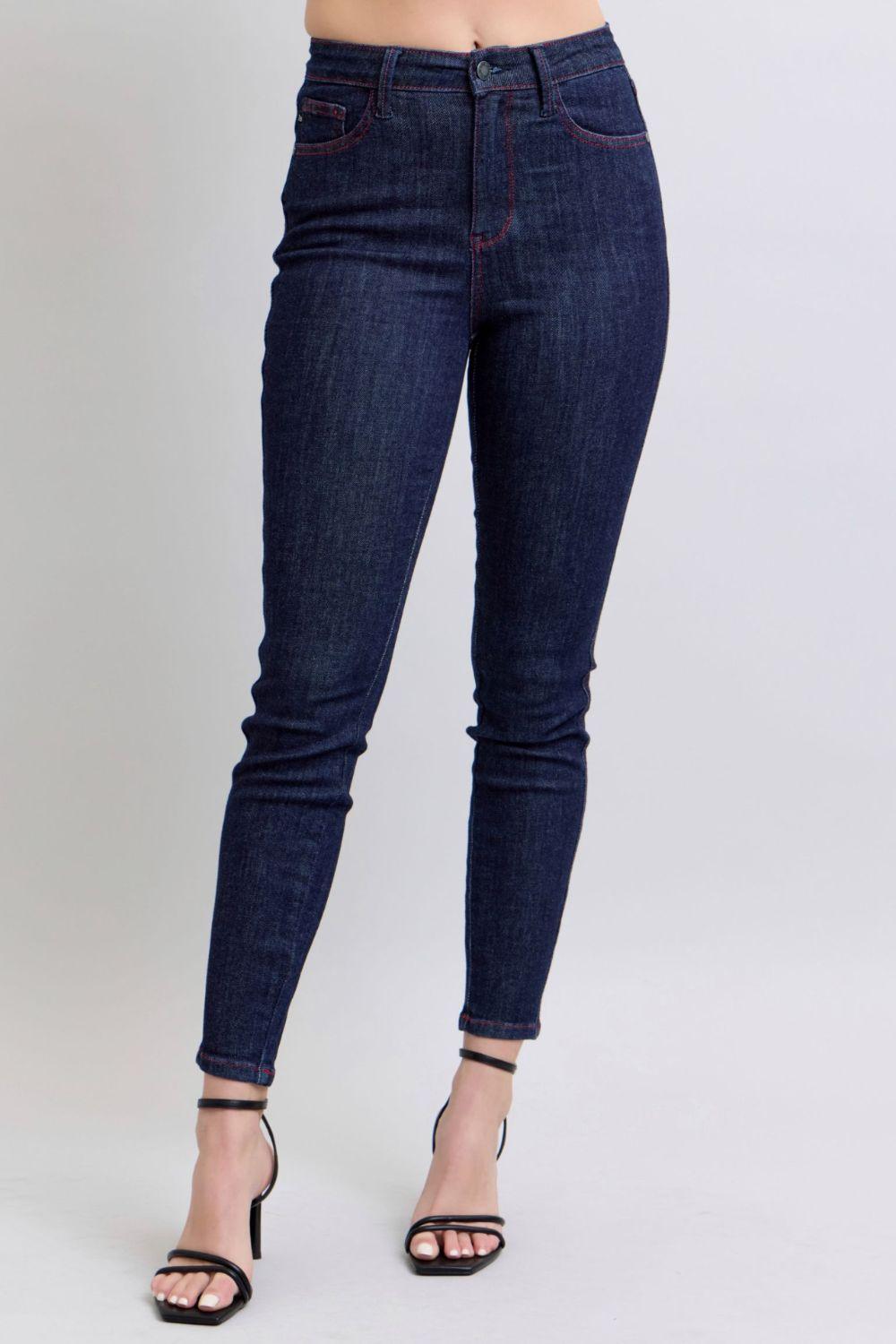 Judy Blue Full Size Heart Shaped Back Pockets Skinny Jeans - Blu Lotus Boutique