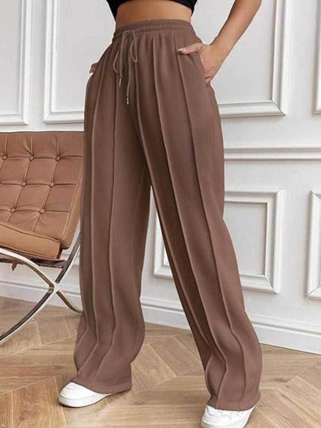 Drawstring Wide Leg Pants with Pockets - Blu Lotus Boutique