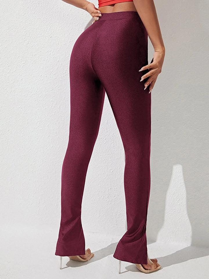 High Waist Slit Skinny Pants - Blu Lotus Boutique