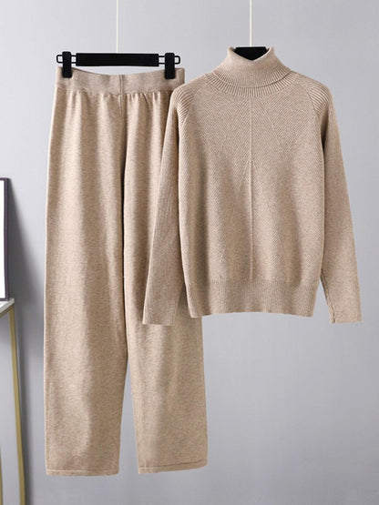 Basic Bae Turtleneck Raglan Sleeve Top and Pants Sweater Set