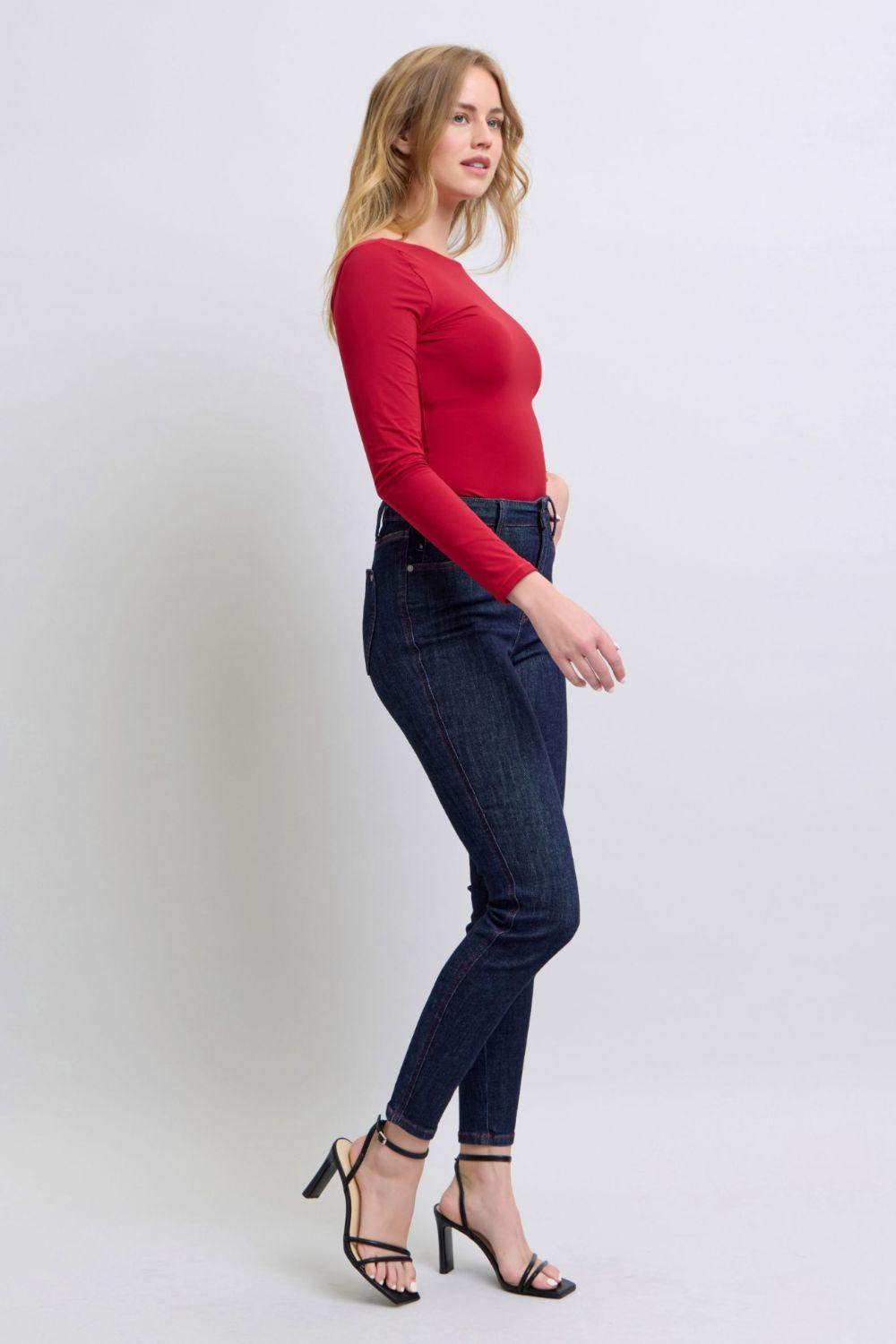 Judy Blue Full Size Heart Shaped Back Pockets Skinny Jeans - Blu Lotus Boutique