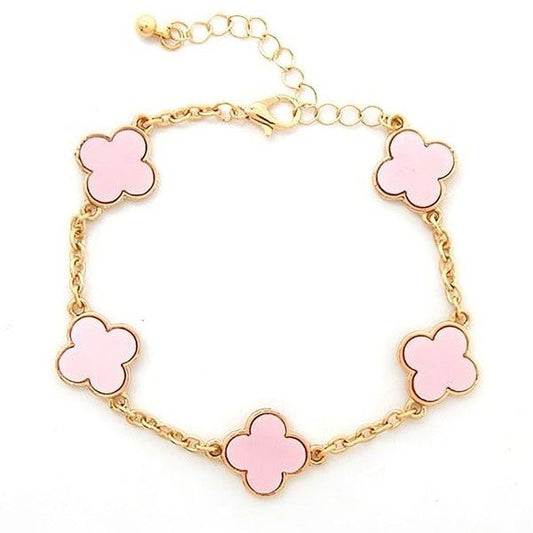 Acetate Marble Effect Clover Chain Bracelet - Blu Lotus Boutique