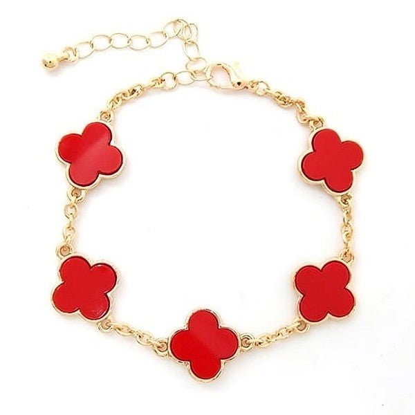 Acetate Marble Effect Clover Chain Bracelet - Blu Lotus Boutique