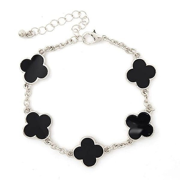 Acetate Marble Effect Clover Chain Bracelet - Blu Lotus Boutique