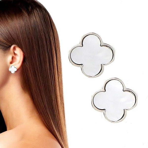 Acetate Marble Effect Clover Stud Earrings - Blu Lotus Boutique