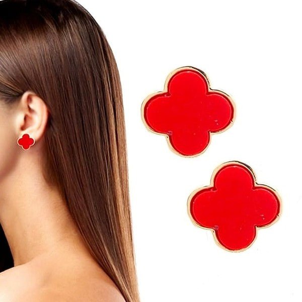Acetate Marble Effect Clover Stud Earrings - Blu Lotus Boutique