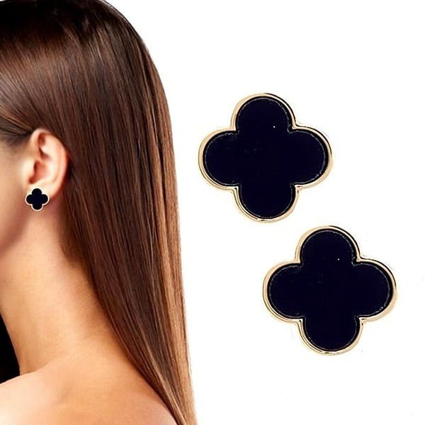 Acetate Marble Effect Clover Stud Earrings - Blu Lotus Boutique