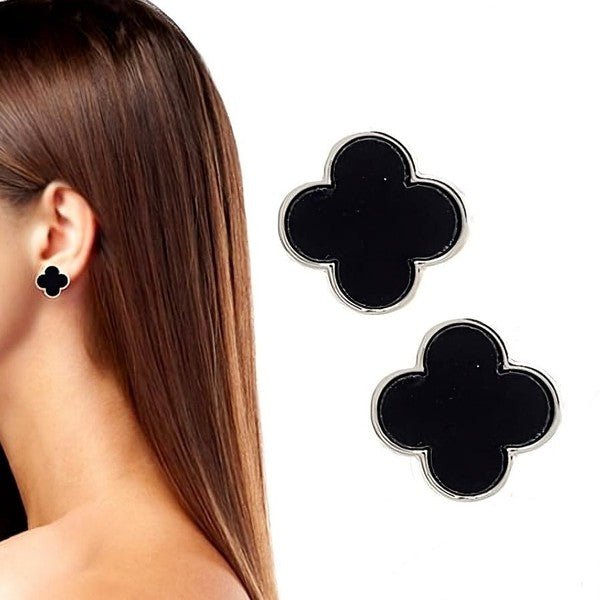 Acetate Marble Effect Clover Stud Earrings - Blu Lotus Boutique