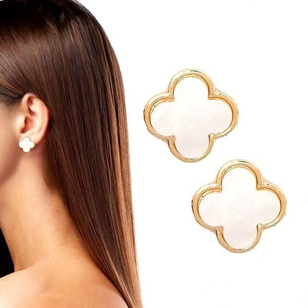 Acetate Marble Effect Clover Stud Earrings - Blu Lotus Boutique