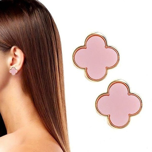 Acetate Marble Effect Clover Stud Earrings - Blu Lotus Boutique
