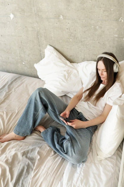 Adjustable Hem Knit Band Wide Leg Jeans - Blu Lotus Boutique