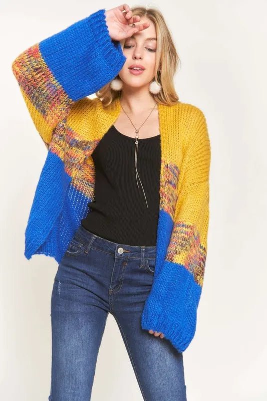 ADORA Colorblock Sweater Cardigan - Blu Lotus Boutique